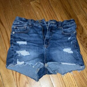 American Eagle Outfitters Dark Blue Ripped Jean Shorts